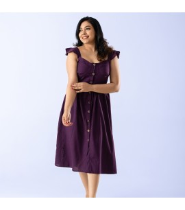 Frill Sleave Dress : Purple