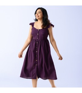 Frill Sleave Dress : Purple 2