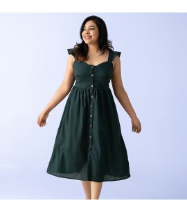 Frill sleave Dress : Green 2