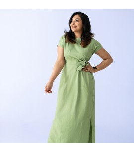 Front Knot Maxi Dress : Green