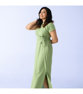 Front Knot Maxi Dress : Green 2